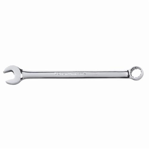 GEARWRENCH® 81743 Long Length Open End Combination Wrench, 27 mm Wrench, 12 Points, 15 deg Offset, 375 mm OAL, Premium Alloy Steel, Polished Chrome